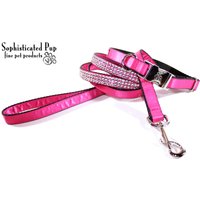 Pink Satin Bling Dog Collar & Leash Set-Sparkly Leash-High Fashion Leash-Designer von sophisticatedpup