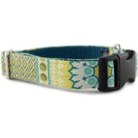 Teal Dog Collar-Green & Yellow Patterned Collar-Ishya Collar-Adjustable Collar-Sangated Pup von sophisticatedpup