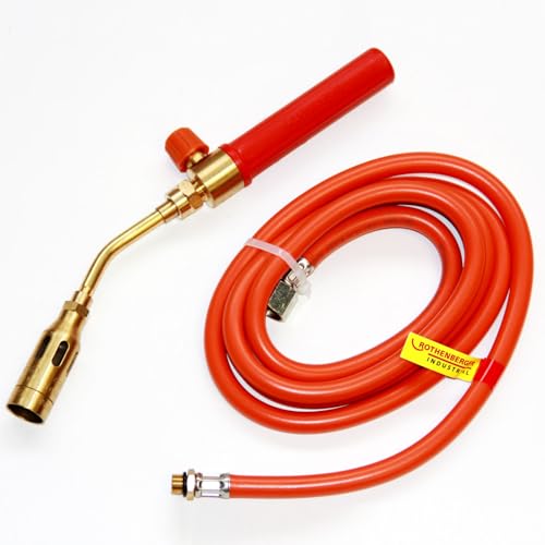 Propan Lötset 1800°C – Lötbrenner mit Turbobrenner 22mm, Handgriff mit Feinregulierventil, 2m Propanschlauch (G 3/8“ L), ideal für Weich- und Hartlötarbeiten bis Ø 28mm/22mm, für Propangasflaschen von sopomarkt24
