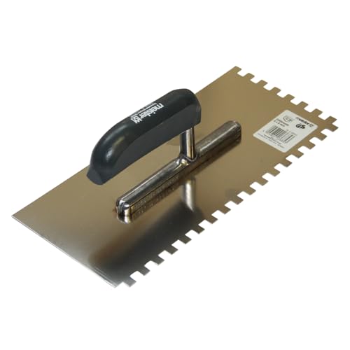 sopomarkt24 Glättekelle Zahnkelle Edelstahl 8x8mm, Fliesenkelle 130x280mm mit Holzgriff, hochwertiges Spachtelwerkzeug zum Auftragen von Kleber, Putz und zum Glätten, Made in Germany von sopomarkt24