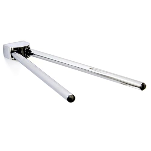 sopomarkt24 Handtuchhalter 2-Armig 45cm Messing Verchromt – Platzsparende Handtuchstange mit Schwenkarmen – Inklusive Befestigungsmaterial, Ideal für Bad, Küche & WC von sopomarkt24