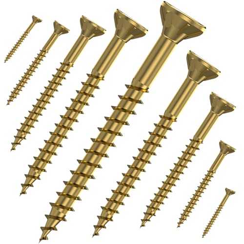 sopomarkt24 Holzschrauben 1000 Stück 4.0x40 mm – Spanplattenschrauben mit Teilgewinde, PZ Antrieb, Flachsenkkopf, gelb verzinkt, Q200, ideal für Holz- und Spanplattenarbeiten von sopomarkt24