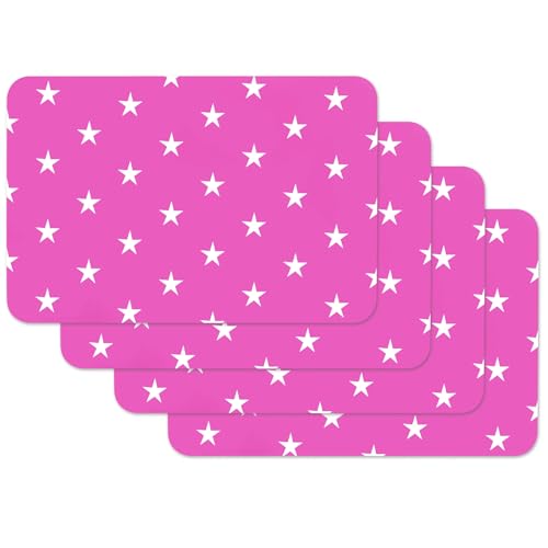 sopomarkt24 Tischset Stars Fuchsia 4er Platzset Tischsets & Untersetzer für Küche Esszimmer Platzdeckchen Tischmatte abwaschbar & leicht zu reinigen 45 x 30 cm von sopomarkt24
