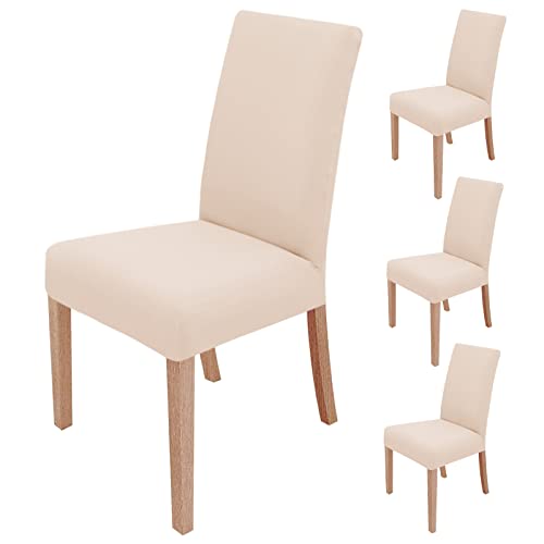 sorliva Stuhlhussen 4er Set Elastische Stuhlbezug Hussen für Esszimmer Stühle Schwingstühle Schutz Stuhlbezüge Waschbar Spannbezug für Küche Hochzeit Büro Bankette Partys Hotel (Beige) von sorliva