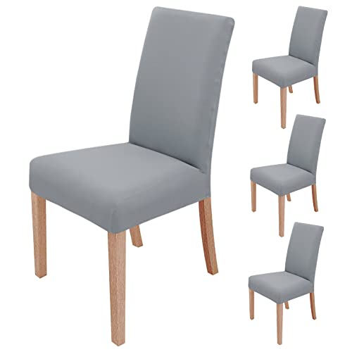 sorliva Stuhlhussen 4er Set Elastische Stuhlbezug Hussen für Esszimmer Stühle Schwingstühle Schutz Stuhlbezüge Waschbar Spannbezug für Küche Hochzeit Büro Bankette Partys Hotel (Grau) von sorliva