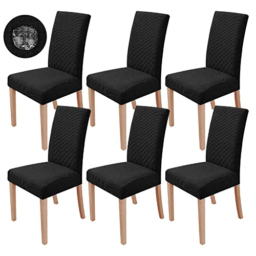 sorliva Stuhlhussen 6er Set Stretch Stuhlbezug Moderne Stuhlüberzug Elastische Abnehmbar Waschbar Spannbezug für Esszimmerstühle Schwingstuhl Bezug Hochzeit Büro Bankette Partys Deko(Schwarz) von sorliva