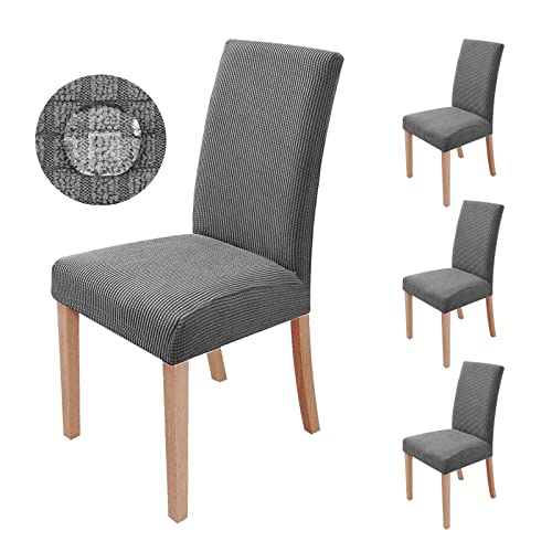 sorliva Wasserdicht Stuhlhussen 4er Set Stretch Stuhlbezug Moderne Stuhlüberzug Elastische Abnehmbar Waschbar Spannbezug für Esszimmerstühle Schwingstuhl Bezug Hochzeit Büro Bankette Partys Deko(Grau) von sorliva
