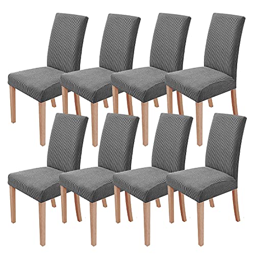 sorliva Stuhlhussen 8er Set Stretch Stuhlbezug Moderne Stuhlüberzug Elastische Abnehmbar Waschbar Spannbezug für Esszimmerstühle Schwingstuhl Bezug Hochzeit Büro Bankette Partys Deko(Grau) von sorliva