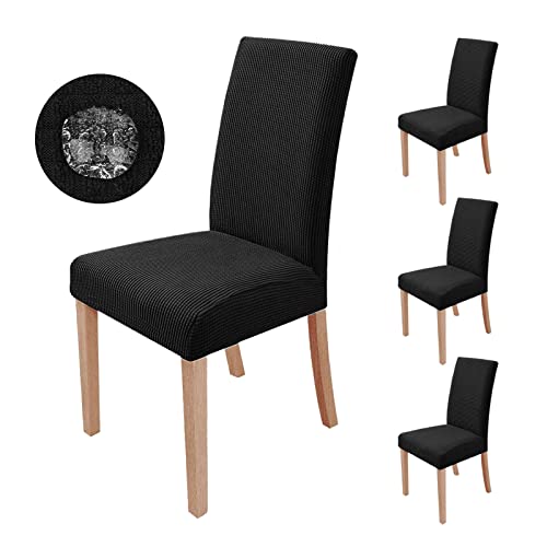 sorliva Stuhlhussen 4er Set Stretch Stuhlbezug Moderne Stuhlüberzug Elastische Abnehmbar Waschbar Spannbezug für Esszimmerstühle Schwingstuhl Bezug Hochzeit Büro Bankette Partys Deko(Schwarz) von sorliva