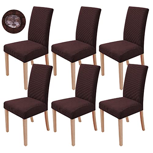 sorliva Stuhlhussen 6er Set Stretch Stuhlbezug Moderne Stuhlüberzug Elastische Abnehmbar Waschbar Spannbezug für Esszimmerstühle Schwingstuhl Bezug Hochzeit Büro Bankette Partys Deko(Kaffee) von sorliva