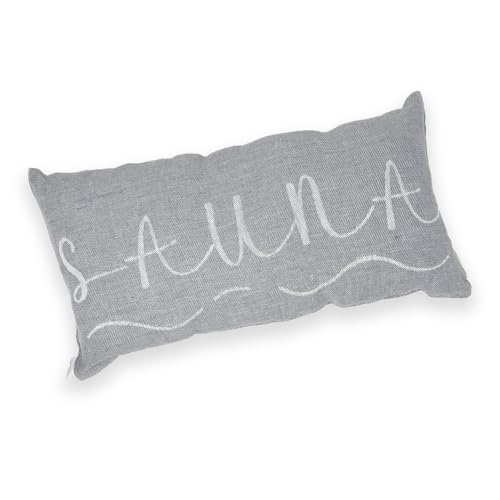 sositex | 1 Premium Saunakissen Lieblingskissen Reisekissen | Design: BANGA | Maße: 45 x 22 cm, 100% Leinen Hängematte, Strand oder Picknick (grau/Weiss) von sositex
