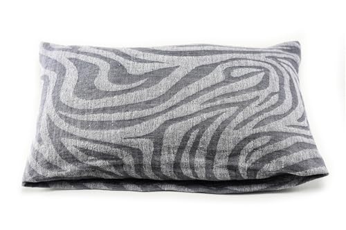 sositex | Zebra Saunakissen hitzebeständig waschbar - Sauna Kissen Kopfstütze aus Leinen Baumwolle - Komfort Nackenkissen 43x26 cm für Wellness Hängematte Strand Picknick (Grau/Weiß) von sositex