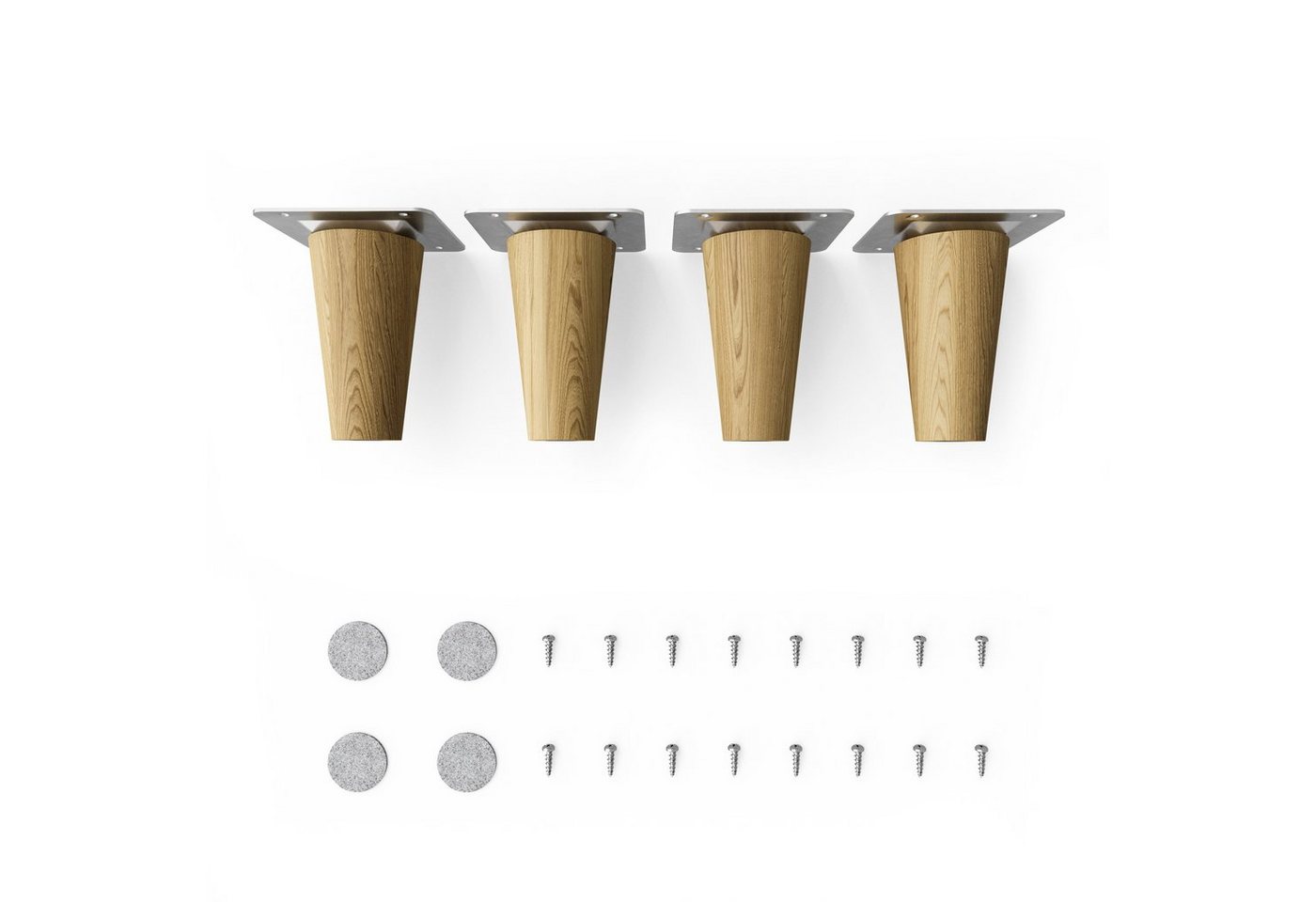 sossai® Möbelfuß Holzfüße Rund gerade Ausführung - Eiche, (4-St), 8cm - 71cm von sossai®