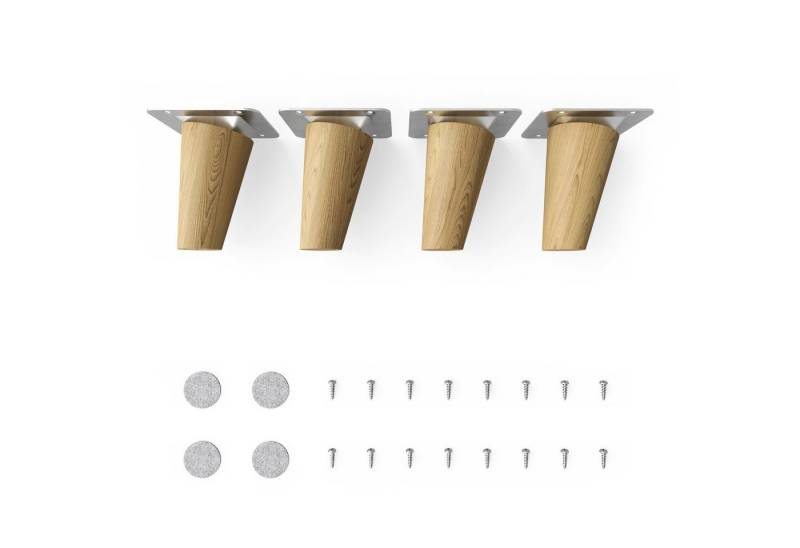 sossai® Möbelfuß Holzfüße Rund schräge Ausführung - Eiche, (4-St), 8cm - 71cm von sossai®