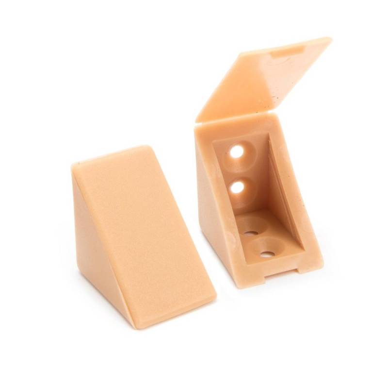 sossai® Winkelverbinder 80 x Korpusverbinder/Möbelverbinder/Eckverbinder, LxB: 3,2x2,4 mm, (80-St), Farbe: Buche von sossai®