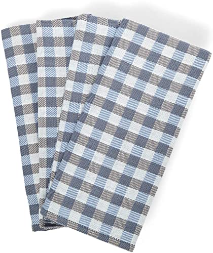 søstre & brødre 4er Set Geschirrtücher Küchentücher im hochwertigem Dobby-Design | Made IN EU | 100% Baumwolle - ÖKO-TEX Standard 100 | 50 x 70 cm Blau-Weiß Quadrate von søstre & brødre