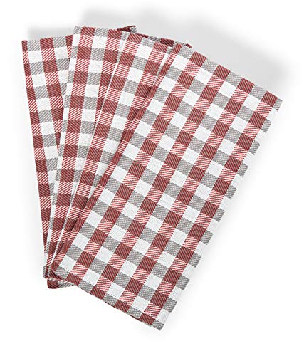 søstre & brødre 4er Set Geschirrtücher Küchentücher im hochwertigem Dobby-Design | Made IN EU | 100% Baumwolle - ÖKO-TEX Standard 100 | 50 x 70 cm Bordeaux-Weiß Quadrate von søstre & brødre