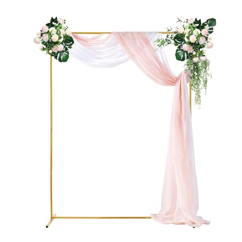 Soudesileim Hochzeitsbogen Abdeckungen, 1.5 * 2M(6.56Ft) Hochzeitsbogen Ständer Mit Abdeckungen, Hintergrundabdeckung Bogen Für Hochzeit|Geburtstag|Neues Jahr|Party (Gold Regal+Beige Bezug) von soudesileim