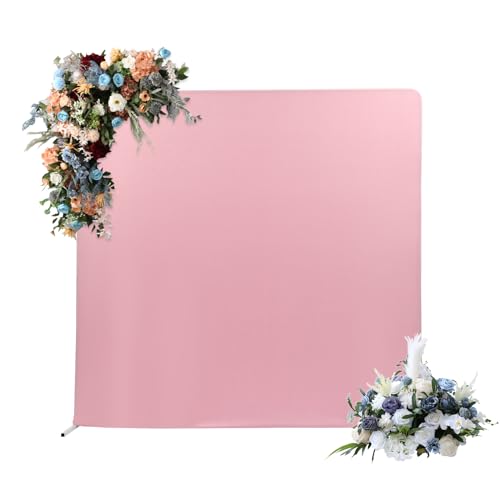 Soudesileim Hochzeitsbogen Abdeckungen, 2 * 2M(6.56Ft) Hochzeitsbogen Hintergrund Ständer, Kreislaufverwendung Für Hochzeit|Geburtstag|Neues Jahr|Party (Weiß Regal+Rosa Bezug) von soudesileim