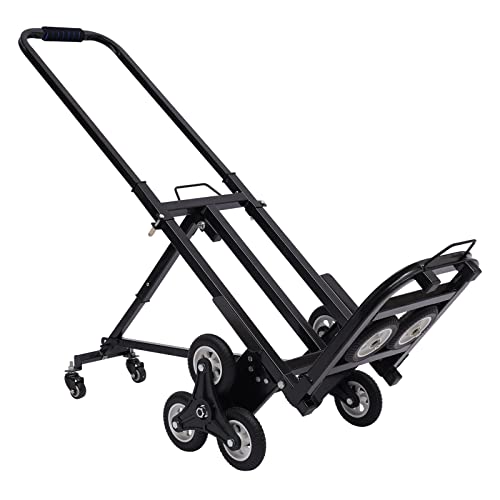Treppensteiger, 46 * 25cm Sackkarre Treppensteiger Klappbar, 10 Räder Treppenwagen,150Kg Tragfähigkeit, Handkarre Höhenverstellbar(73-115cm) Mit Gummiband von soudesileim