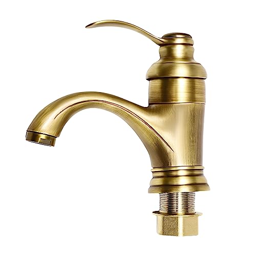 Wasserhahn Bad, Waschtischarmatur Retro, Messing, Anti Tropfen Und Leckagen, Oxidation Verhindern, Doppelt Versiegelter Keramischer Ventilkern (gold) von soudesileim