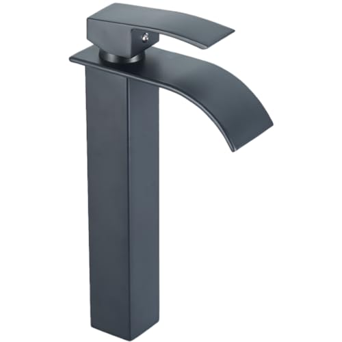 Wasserhahn Bad Waschbecken, Armatur Wasserfall Schwarz, Kalte Und Heiße Armaturen, Waschtischarmatur Badarmatur Mit 3/8" Heißes Und Kaltes Schlauchwaschtisch von soudesileim