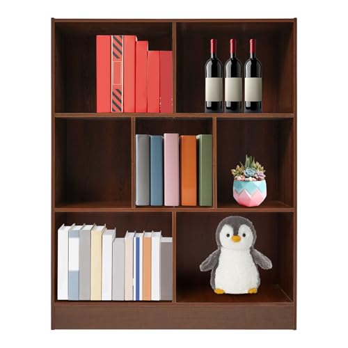 soudesileim Bücherregal mit 7 Fächer, 80x23x100cm, Jedes Tier Tragfähigkeit 15-20kg, Offenes Ablagefach, Regal Wohnzimmer Stehend, Bookshelf Organizer, Würfelregal (Eiche dunkel) von soudesileim
