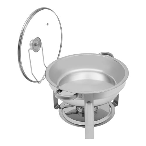 Chafing Dish Buffet Set, 5L Rund Warmhaltebehälter, Edelstahl Speisewärmer mit Lagerung der Deckel, für Familientreffen, Party (Silber) von soudesileim