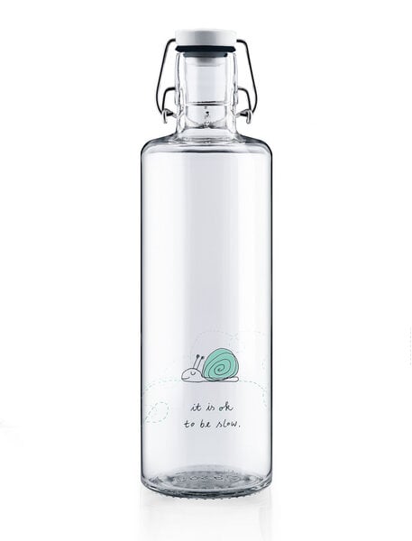 soulbottles soulbottle 1,0l • Trinkflasche aus Glas • „Ok to be slow" von soulbottles