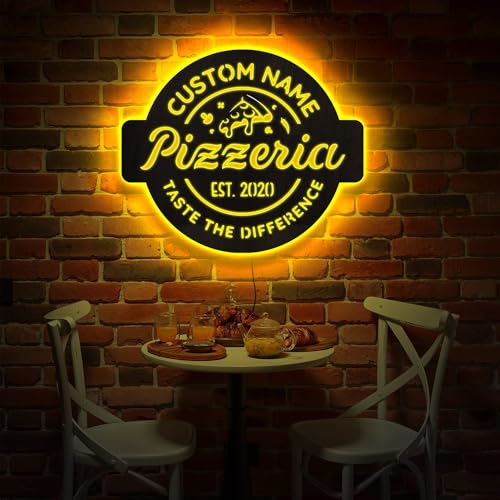 Benutzerdefiniertes Pizzeria Schild Mit LED Licht, Pizzeria Beleuchtete Wandkunst, Pizza Restaurant LED Neonschild Dekor, Restaurant Leuchtschild, Pizzeria Küche LED Wandkunst von soulglass