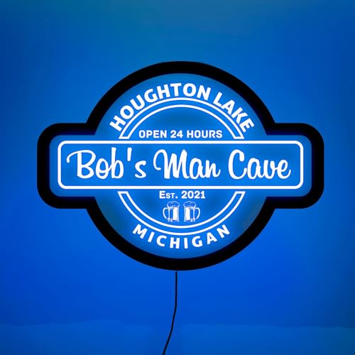 Man Cave Neon Schild Wanddekoration, Personalisiertes Mancave Schild Aus Acryl Mit Holzrahmen, Individuelles Mancave Schild, Man Cave LED Schild, Man Cave Lichtschild, Man Cave Dekor von soulglass