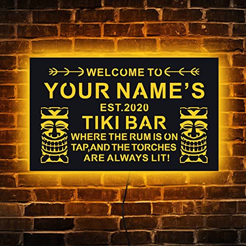 Personalisiert Ihr Name Est Jahr Thema Tiki Bar Startseite Pub Bunte LED Leuchtreklame Cocktail Tropical Maßgeschneiderte LED Leuchtreklame von soulglass