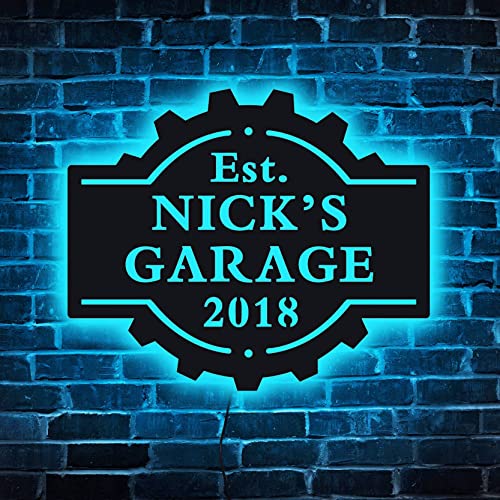 Personalisierte Garage Leuchtreklame, Garage Schild personalisieren, Garage Leuchtreklame, Garage Schild LED, Garage Schild Licht, Garage Schild für Männer von soulglass