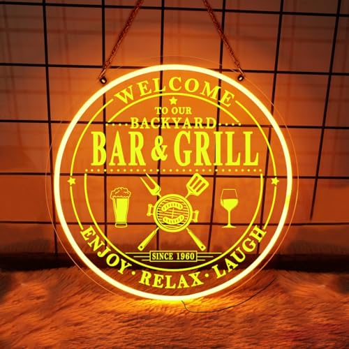 Personalisiertes Bar Und Grillschild, Bar Und Grill LED Schild, Bar Und Grill Neonschild, Bar Und Grill Lichtschild, Bar Und Grill Dekor von soulglass