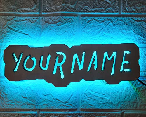 Personalisiertes Benutzername Schild, Gamertag Schild, Personalisiertes Holz Gamertag Lichtschild, Benutzerdefiniertes Gamer Tag Schild, Benutzerdefiniertes Gaming LED Licht Spielzimmerdekoration von soulglass