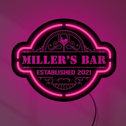 Personalisiertes Holz Barschild Neon, Individuelles Bar Neonschild, Individuelles Bar LED Schild, Bar Namensschild, Bar Leuchtschild, Bar Holzschild von soulglass