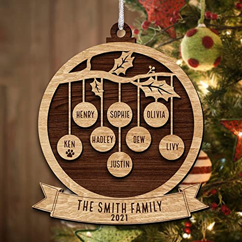 soulglass Benutzerdefinierte Namen Holz Stammbaum Weihnachtsschmuck, personalisierte Familiennamen Zeichen, individuelles Geschenk für Mama, für Kinder Beste Geschenkideen für Weihnachten von soulglass