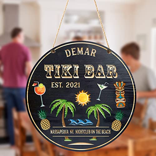 Benutzerdefinierte Tiki Bar Schild Personalisierte Chic Zinn Rustikal Shabby Vintage Style Retro Küche Bar Pub Kaffee Garten Tür Shop Mann Höhle Dekor Home Pub Schild für Tiki Lounge von soulglass