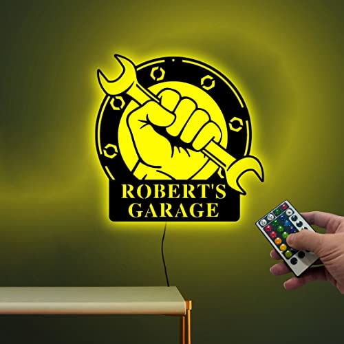 soulglass Personalisierte Garage Leuchtreklame, Garage Schild personalisieren, Garage Leuchtreklame, Garage Schild LED, Garage Schild Licht, Garage Schild für Männer von soulglass