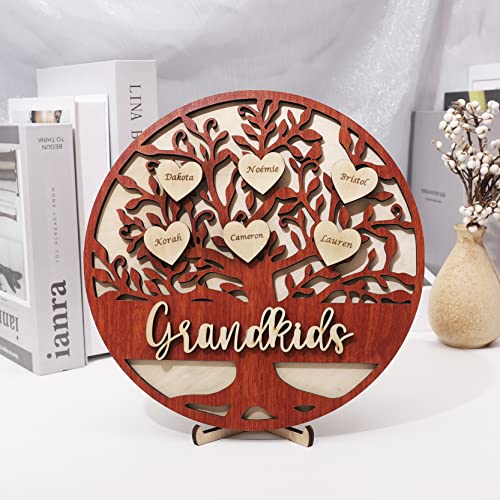 soulglass Personalisierter benutzerdefinierter Name Stammbaum Holzdekor Desktop Schild Holzdekoration Schild Geschenk für Mama Weihnachten Muttertag mit Namen auf Herzform von soulglass