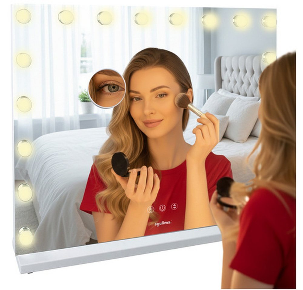 soulima Kosmetikspiegel LED Schminkspiegel Kosmetikspiegel (Spar-Set, 1-St., Touchpanel), intuitive Bedienung für Lichtfarbe & Intensität per Fingertipp von soulima