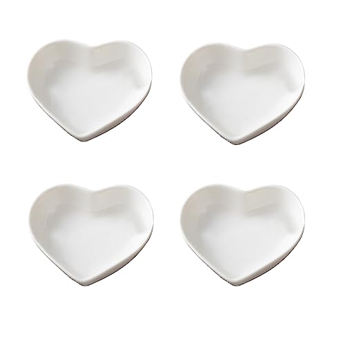 soulnioi Keramik-Saucenschale in Herzform, Mini-Gewürzschale, Snack-Servierschale, Mehrzweck-Dip-Schüssel für Sushi, Soja, Ketchup, Snacks, Beilagen – 4 Stück/40 ml von soulnioi