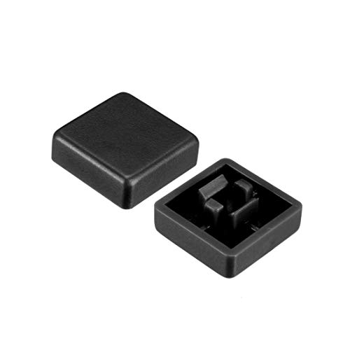 Sourcing Map 20 Stück taktile Druckknopfschalter Kappen 12 x 12 mm für 12 x 12 x 7,3 mm Micro Tactile Switch schwarz von sourcing map