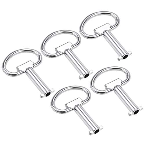 Sourcing Map Elektrischer Schrankschlüssel, 5 mm Loch, Zinklegierung, Wasserzähler Box, Sicherheitsschlüssel, 5 Stück von sourcing map