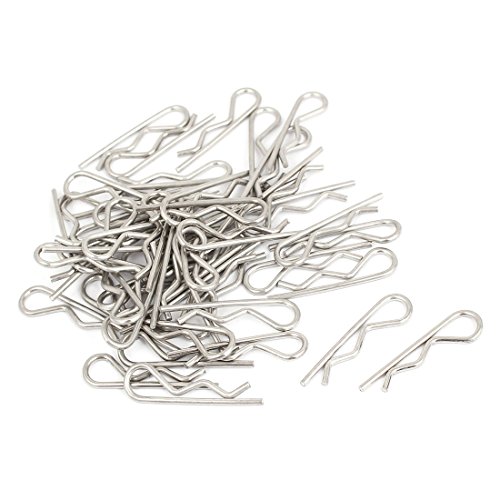 sourcing map 50 Stück R Förmiger Splintstift 1.5 x 33 mm Edelstahl Silber Ton von uxcell