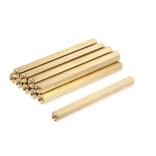 sourcing map 10 Stück M4 x 60mm Innengewinde Messing Sechskant Abstandshalter Säulen Abstands Mutter von uxcell