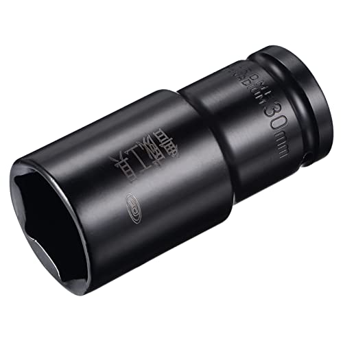 sourcing map 1/2" 30mm Wirkung Buchse Hitzebehandelt CR-V Stahl 3.15" 6-Punkt Metrik Größen von sourcing map