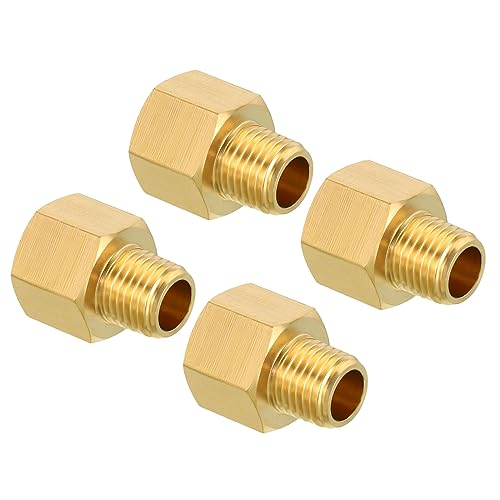 sourcing map 1/4 NPT Außengewinde x 3/8 NPT Innengewinde Messing Rohrverschraubung Sechskant Reduzierstück Adapter für Wassergastransfer, 4 Stück von sourcing map