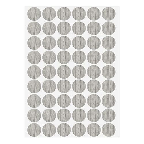 sourcing map 1 Blatt/54Stk Schraube Loch Cover Aufkleber 21mm Durchm. PVC Selbstklebende Abdeckungen Abdeckkappen Staubdicht für Holz Möbel Schrank Regal Garderobe Texturiert Grau von sourcing map