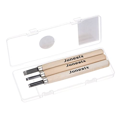 sourcing map 1 Satz 3 Stück Kunsthandwerk Messer Kit 7.3mm/6mm/5mm 50# Kohlenstoffstahl Große Flache Runde Dreieck Klinge Holz Griff Kunst Hobby DIY Gravur Handwerkzeuge von sourcing map